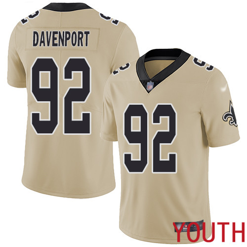 New Orleans Saints Limited Gold Youth Marcus Davenport Jersey NFL Football 92 Inverted Legend Jersey